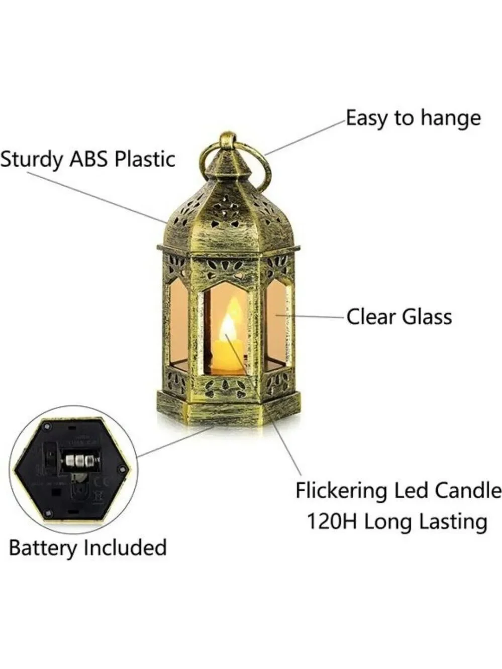 Gold Mini LED Lanterns Set of 10 Flickering Wedding Party Table Centerpieces